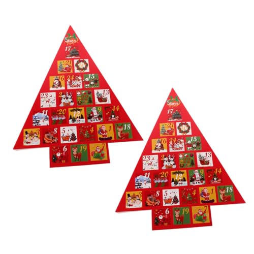 Alasum 2 Stück Weihnachtspackung Weihnachtsgeschenke Weihnachts Adventskalender Boxen Weihnachten Erwachsene Weihnachtsbaum Countdown Kalender Urlaub Partyzubehör Papier Rot von Alasum