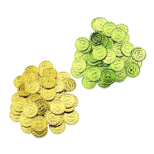 Alasum 200 Stücke St. Patricks Day Party Dekorationen Grün Golden Gefälschte Vier Blatt Es Prop Für Tisch Party Requisiten Spiel Prop von Alasum