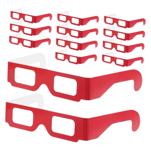 Alasum 20st Feuerwerksgläser Kaleidoskop-Rave-Brille Weihnachtsbrillengestelle Weihnachtskostüm Brillen Neuheit Ausgefallene Brillen Regenbogenbeugungsgläser Party-Sonnenbrille Rot Papier von Alasum