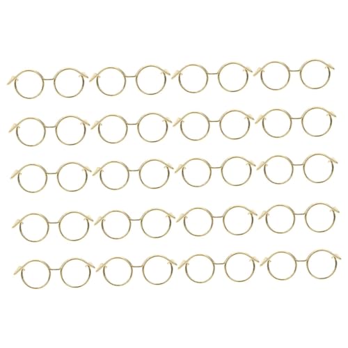 Alasum 20st Metallbrille Miniatur-Brillen-Requisiten Entzückende Mini-Brille Brillen Zum Anziehen Der Puppe Lustige Brillendekore Mini-gläser Zum Basteln Puppengläser Zum Basteln Golden von Alasum