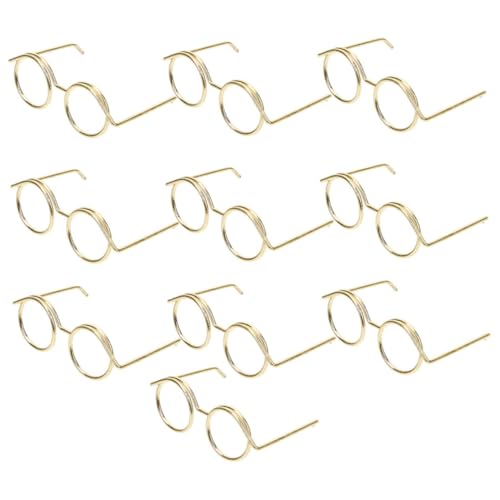 Alasum 20st Mini-brillengestell Saubere Linse Sonnenbrillenrahmen Zum Anziehen Der Puppe Miniatur-Dinge Mini-Puppen-Brille Brillengestell Zum Anziehen Der Puppe Puppenbrille Golden Metall von Alasum