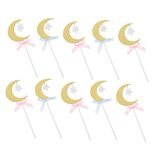 Alasum 20st Mondkucheneinsatz Star-dessert-picks Kuchendeckel Mond Und Sterne Mondkuchen Topper Sahnetortendekoration Tortenaufsatz Für Die Babyparty Cupcake-topper Mondform Papier von Alasum