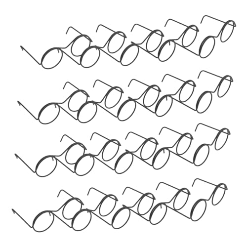 Alasum 20st Puppe Mini-Brille Aus Metall DIY-puppenbrille Puppenhaus-Brille Puppen-anziehspielzeug Miniatur-puppenbrille Puppe Sonnenbrille Kostümzubehör Für Minipuppen Brillen Black von Alasum