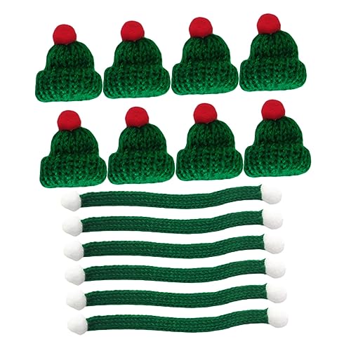 Alasum 20st Weihnachts Hüte Mini-Hut Für Die Dekoration Mini-puppenmütze Weihnachten Mini-schal Mini-Filz Mini-puppenhüte Mini-strickpuppenmütze Gestrickte Weihnachtsminimütze Strickgarn von Alasum