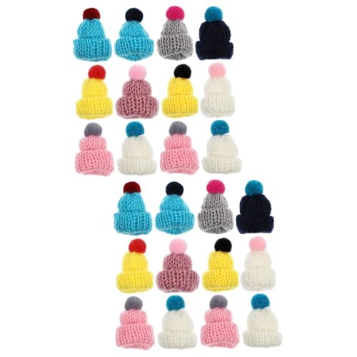 Alasum 24 STK Mini-Hut verschleißfeste Puppenhüte weihnachtliche Mini-Wollmütze Kawaii kleine hüte Miniaturhüte fleecemützen strickmützen Kawaii Puppenhüte schöne Bastelhüte Stricken von Alasum