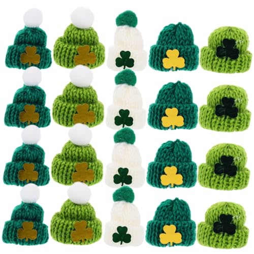 Alasum 25St Mini-Strickmütze winzige Kitting-Hüte Mini-Zylinder Mini-Hüte Mini strickmützen Puppenmützen DIY Patricks Day Dekorationen Accessoires zur Herstellung von Kopfschmuck Garn von Alasum