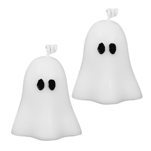 Alasum 2St Geisterkerze Gruselige Teelichtkerze Spooky Teelichtkerze Spukhafte Teelichtkerze Adventskerze Halloween-Kerzen Duftkerzendekore Geschenkartikel für Kerzen Sojamischwachs Weiß von Alasum