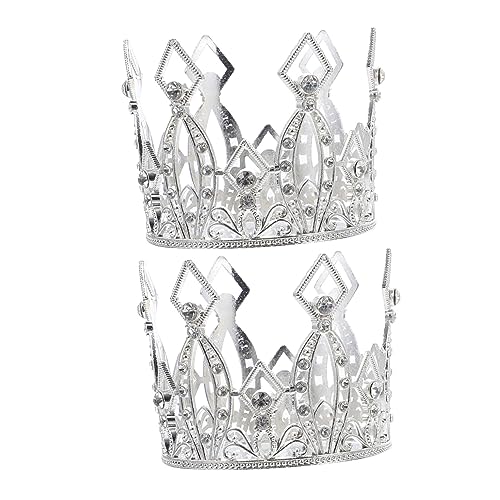 Alasum 2st Kuchen Krone Kuchendekorationen Hochzeitskrone Tiara-krone-kuchen-deckel Ramo Buchon Geburtstagsparty-dekoration Vintage-topper Tischdekoration Babykrone Zinklegierung Silver von Alasum