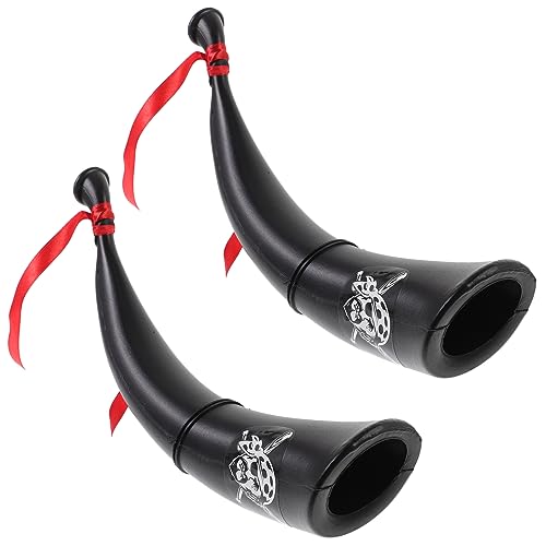 Alasum 2st Piratenkostüm-requisiten Halloween-piratenhorn Horn-cosplay-requisiten Piraten-cosplay-kostüm Wikinger-horn Piratenhorn-requisite Piraten-cosplay-requisiten Black Plastik von Alasum