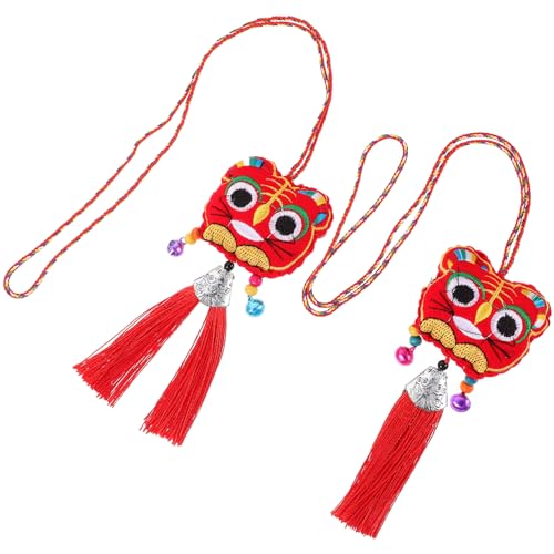 Alasum 2st Tiger-anhänger Plüsch Feng Shui Tiger Maskottchen Zum Aufhängen Schöner Tiger Tasche Hängende Dekoration Tiger Puppe DIY Anhänger Tiger Hängende Verzierung Rot Stoff von Alasum