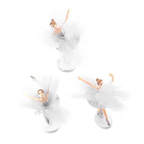 Alasum 3 Sätze Kuchendekoration Cupcake-topper Kreative Dessertverzierung Kuchen Auswählen Kuchen Verzieren Ballerina-puppe Spielzeug Für Mädchen Figuren Ornamente Hochzeitstorte Pvc Weiß von Alasum