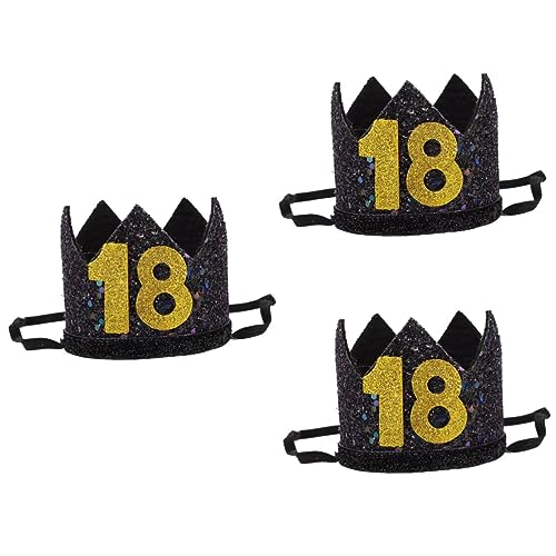 Alasum 3 Stk Krone Geburtstagshut schwarze Partyhüte Requisiten zum 18. Geburtstag Ornament partyhütchen birthday crown Party-Accessoires-Hut Geburtstagsparty-Hut Vlies Black von Alasum