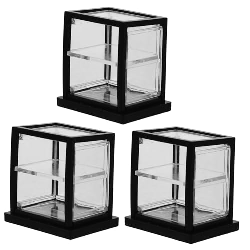 Alasum 3 Stück Puppenhaus-vitrine Kuchen Schließfach Miniatur Küchenzubehör Für Puppenstuben Teppich Puppenständer Dolly Bausatz Anzeige Zubehör Für Babypuppen Black Abs von Alasum