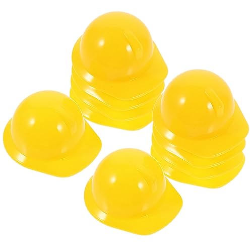 Alasum 30st Mini-bauhut Minihüte Zum Basteln Satinhaube Babymütze Helm Konstruktionsspielzeug Verrückt Kappe Miniatur-bauhut Motorhaube Kleiner Puppenhut Kleiner Hut Frosch Plastik Yellow von Alasum