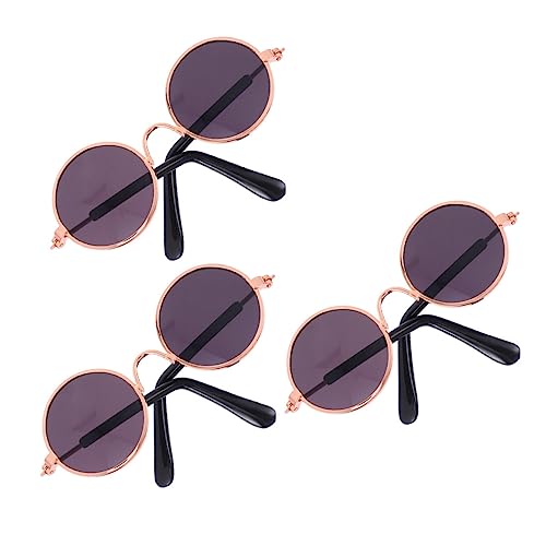 Alasum 3St Mini-Brille tierkostüme Puppen Kleidung Haustierbrille Verkleidungsbrille mikrolle Retro-Brille Cosplay-Brille metallische Gläser Hund Brille Mini-Sonnenbrille Kunststoff Black von Alasum