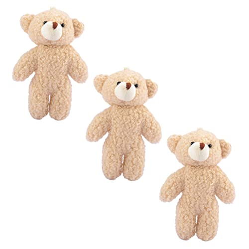 Alasum 3St Schlüsselanhänger Plüschbärchen Anhänger Plüschbär Accessoire Plüsch-Minibär Minibären für die Babyparty Mini-Stofftier Plüschanhänger kleine Bärenpuppe PP Baumwolle Beige von Alasum