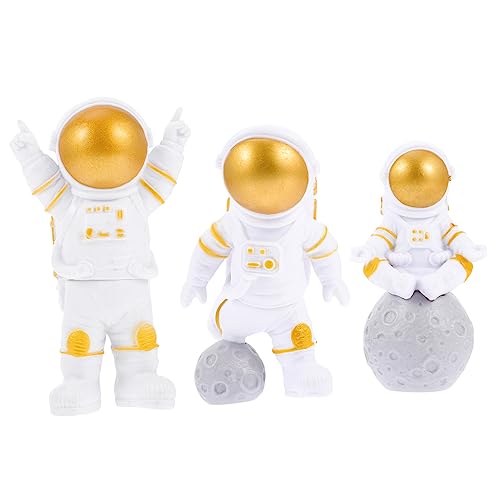 Alasum 3st Astronauten-ornamente Heimdekorationen Mini-astronauten-ornament Astronautenfiguren Desktop-astronauten Raumfahrerfiguren Astronautendekorationen Raumfiguren Kuchen Pvc Golden von Alasum