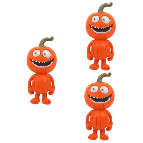 Alasum 3st Kürbismann Wohndekoration Laternen-kürbis-dekor Cartoon-kürbis Halloween-kürbis-tischdekoration Herbstdeko Kürbis Wanddekoration Laterne Figur Kürbiszwergfiguren Orange Harz von Alasum