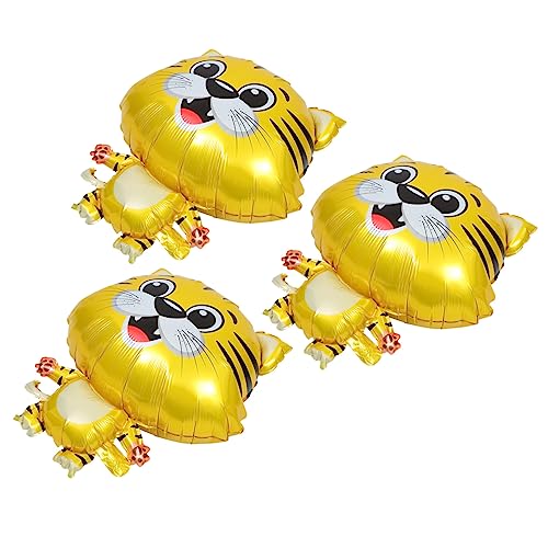 Alasum 3st Tiger-ballon Luftballons Mit Tiermotiven Dschungeltierballon Dekorativer Luftballon Tiger-partyballons Süßer Cartoon-ballon Waldballon Tiger Ballons Golden Aluminiumfolie von Alasum