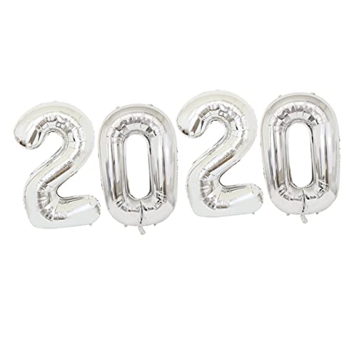 Alasum 4 Stück 32 2020 Luftballons für die Partydekoration dekorativer Luftballon 2020 Neujahrsballons Mylar-Ballons overbord famaliguy hochzeitsdeko Partyballons Festivalballons Silver von Alasum