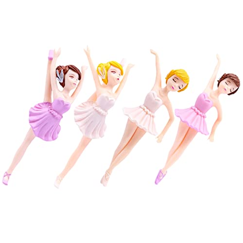 Alasum 4 Stück Ballerina-Mädchen Ballett Tortenaufsatz Cupcake-Topper Kuchendekorationen Dekoration für Kuchen Figur puppen pappbecher bastelset Ballerina-Kunsthandwerk Muffin-Topper PVC von Alasum