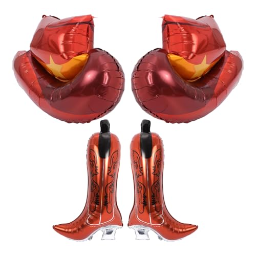 Alasum 4 Stück Cowboy-partydekorationen Ballongrößer Ballon Glänzen Ballonbogen-kit Ballongirlanden-bogenständer Aufblasbare Stiefelballons Cowboystiefel-ballons Aluminiumfolie Brown von Alasum