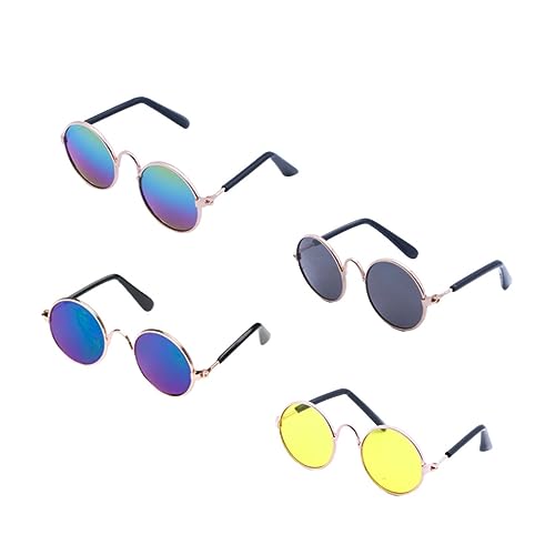 Alasum 4 Stück Haustier Brille Mini-Sonnenbrille Für Puppe Retro-Haustier-Sonnenbrille Puppenbrille Puppe Sonnenbrille Puppe Dekor Gläser Coole Tierbrille Brille Für Puppenhaustier von Alasum