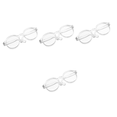 Alasum 4 Stück Puppenbrille Haustier Spielzeug Sternbrille Kinderspielzeug Stern-Sonnenbrille Mini-puppenhauszubehör Brillen Für Puppen Runde Sonnenbrille Kinderbrille Plastik Transparent von Alasum