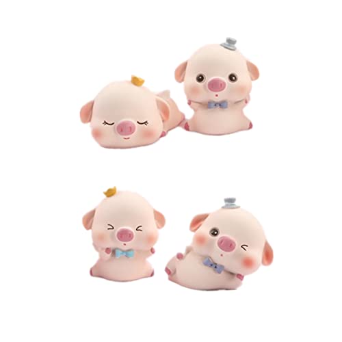 Alasum 4 Stück Schweineschmuck Spielzeugkuchen Mini Gartentier Geburtstags-dessert-topper Kuchen Auswählen Miniaturtiere Schweinekuchenverzierung Kleine Tierfiguren Mini-kuchen Harz Rosa von Alasum