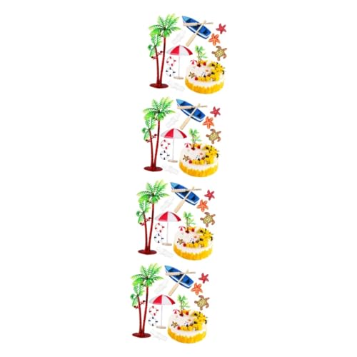 Alasum 40 Stk Kuchendekorationsverzierungen sommerdeko schwimmleine palmenbaum stühl Dekorationen für Pastelle Kuchendeckel für den Strand Kuchenverzierung Party-Kuchen-Ornamente Glas von Alasum