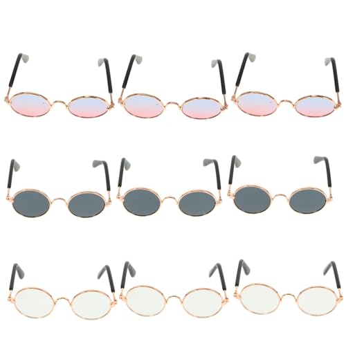 Alasum 45 STK Gläser Mini-Puppen Katze Verkleidet Brillen Stilvolle Brillenrequisiten Kleine Puppenbrille Zubehör Für Mädchenpuppen Amerikanische Puppe Spielzeuge Kreisbrille Metall von Alasum