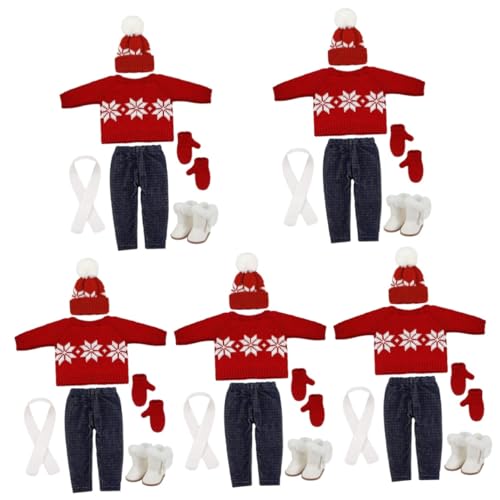 Alasum 5 Sätze Puppe Weihnachtskostüm Puppe Weihnachtskleidung Weihnachtsmann-Kleidung Puppenkleidung puppenschuhe Puppenhose Puppenkostüm selber Machen Puppenspielzeugzubehör Baumwolle von Alasum