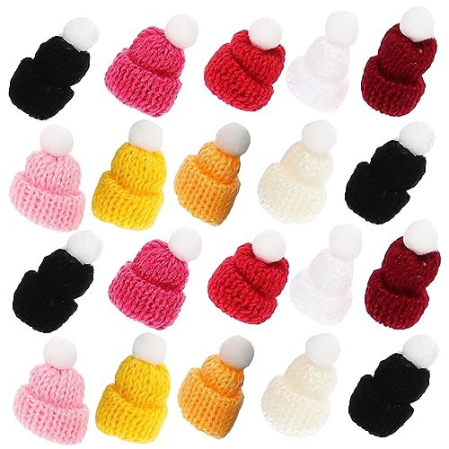 Alasum 50 Stück Mini-Mütze Mini-Flaschenhut Minihüte zum Basteln Winterpuppenmütze Mini-Strickmützen kleine Hüte Mini Strickmützen Puppenhüte Bastelhüte kleine gewebte Hüte Polyester von Alasum