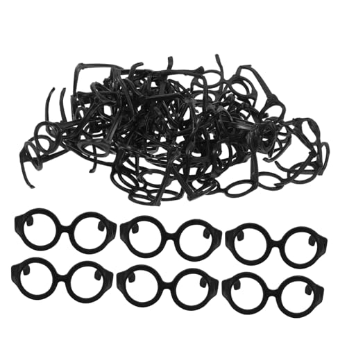 Alasum 50 Stück Puppenbrille Puppenmode Puppenpartydekoration Brillen für Puppen Puppenkleidung Puppenadornment Brillen zum Anziehen der Puppe Miniatur-Brillen-Requisiten Plastik Black von Alasum