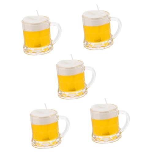 Alasum 5St Bierkrug Kerze Duftvotivkerzen Mini-Kerzen Kerzen mit ätherischen Ölen Mini-Bierkrüge Blasenkerzen verbände bierbecher Leiste Weingläser Schnapsglas Weinbecher aus Glas Wachs von Alasum