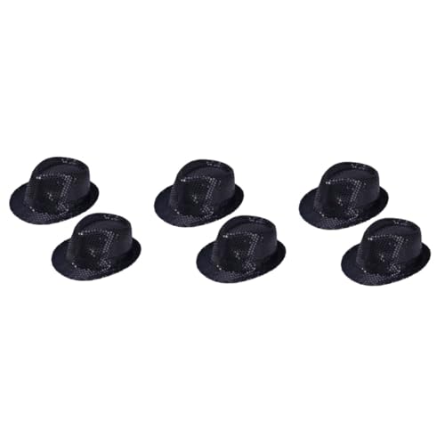 Alasum 6 STK Pailletten Verkleiden Hüte Flash-kostüm Jazz-Hut Für Kinder Partykostümzubehör Für Kinder Fedoras Für Männer Halloween-kostümkappe Jungen Kostüme Glitzer-Partyhut Black von Alasum