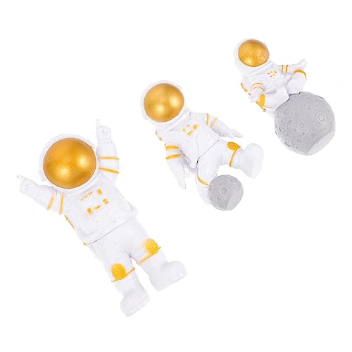 Alasum 6 Stk Astronauten-ornamente Astronautenstatue Astronauten-skulptur Astronautenschmuck Grußkarten Mit Getrockneten Blumen Astronauten-partygeschenke Süßigkeiten Kuchen Pvc Golden von Alasum