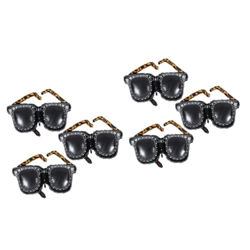 Alasum 6 Stk Ballon Felsengläser Kinderwagenspielzeug Dekor aufblasbares mikrofon aufblasbare mikrofone Sonnenbrille 90er Partydeko für Erwachsene Partydeko der 90er Aluminiumfolie Black von Alasum