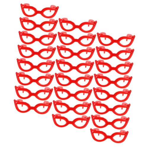 Alasum 60St Mini-Brille Modepuppen Puppengläser zum Basteln Miniaturpuppe kunststoffgläser puppenkleidung Puppenparty Puppe Spielzeug Brille Requisiten Puppen-Foto-Requisiten Plastik rot von Alasum