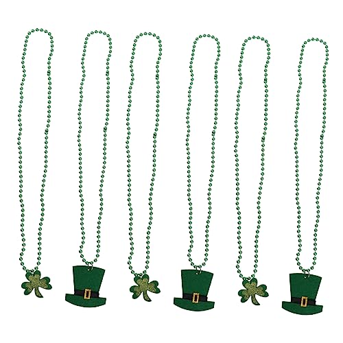 Alasum 6Pcs Perlenkette Shamrock Party Halsketten Glückliche Halskette Anhänger Party Bevorzugt St Patricks Day Decor St Patrick'S Day Halskette Plastik Grün Grün von Alasum