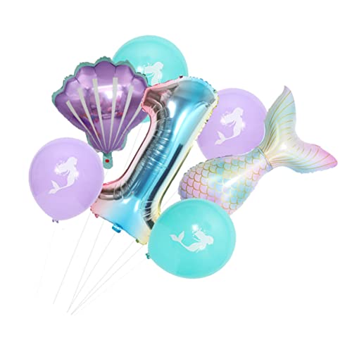 Alasum 7 Stk Ballon 1 Geburtstagsgeschenke kinder dekor Meerjungfrau-Dekor Mylar Muscheldekor ' party balloons kinder geburtstagsdeko mermaid party Fotografie-Requisiten Emulsion von Alasum