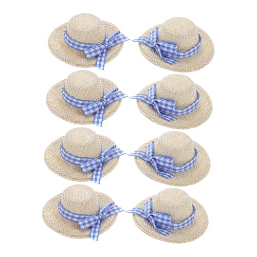 Alasum 8 STK Strohhut Miniaturhut Puppenstrohhüte Mini-hüte Minihüte Zum Basteln Miniatur-puppenhüte Mini-strohhüte Kleine Puppenhüte Mini-Sombrero-hüte Kleiner Tierhut Weben Beige von Alasum