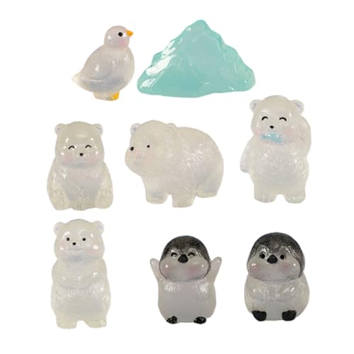 Alasum 8st Eisbärpuppe Deko Tiere Miniaturtier Tierornament Miniatur-tierfiguren Winzige Tierfiguren Leuchtende Tierstatue Harz von Alasum