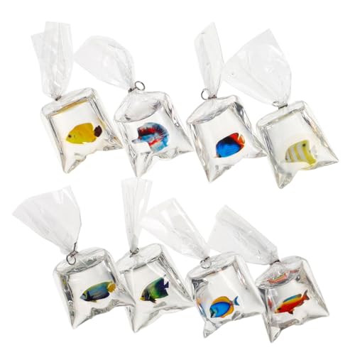 Alasum 8st Transparenter Fischschmuck Aus Kunstharz Kleine Fischtüte -anhänger Aus Harz Fisch-Charm-schlüsselanhänger Fisch Schlüsselanhänger Ohrringe Selber Machen Plastik von Alasum