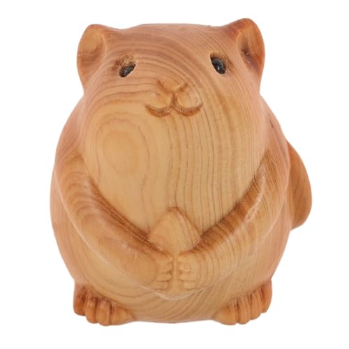 Alasum Hamstermodell Aus Holz Schnitzen Von Tierfiguren Dekorative Tierstatue Tischstatuen Für Hamster Desktop-tierstatue Geschnitztes Hamsterdekor Holzhandwerkstier Light Brown Hölzern von Alasum