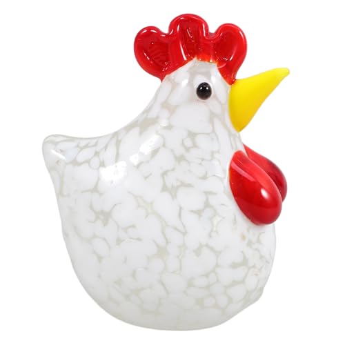 Alasum Party-Hühnerdekorationen Kinderparty Dekoration Handgefertigte Glasfigur mundgeblasene Tierfigur Desktop-Huhn-Statue dekorative Hühnerstatue exquisites Hühnerdekor aus Glas Weiß von Alasum