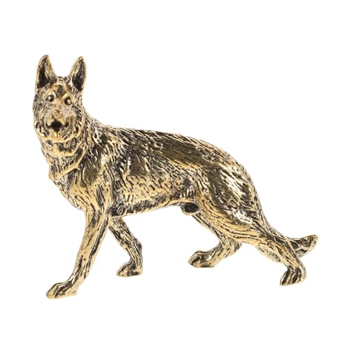 Alasum Wolf-Hund-Ornamente Kupfer Wolf Hund Figur Traditionelle deutsche Bronzeskulptur Vintage inspirierte Hund Dekoration Sternzeichen Hund aus Messing Hunde-Gedenkschmuck Hunde-Denkmal von Alasum