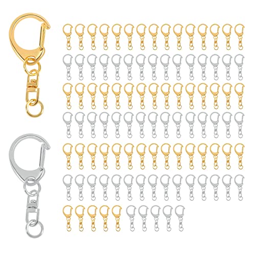 Alberte 100-Teilige D-SchlüSselanhäNger-Hardware mit Sprungringen, Metall-Split-SchlüSselring-Clips mit Kette zum Basteln Von Charms zum Selbermachen von Alberte