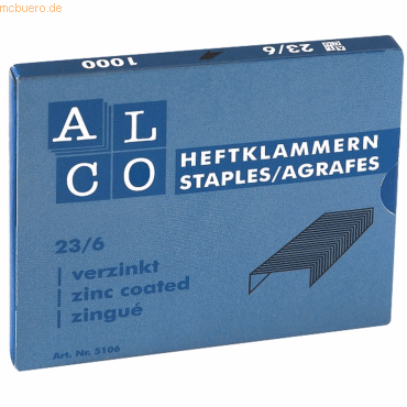 Alco Heftklammern Stahl verzinkt 6/4 VE=2000 Stück von Alco