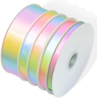 2,5 cm 22 Meter helles Regenbogenband, breites, einseitiges glänzendes Satinband, Band für Geschenkverpackungen, Hochzeitsdekoration, Stolz, Geburtstagsparty, Dekoration und Bastelarbeiten von Alcoztily